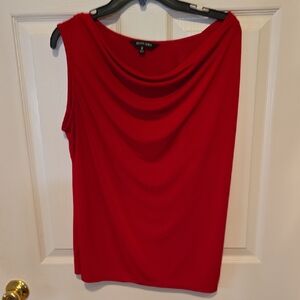 Ellen Tracy Red Drape Neck Blouse